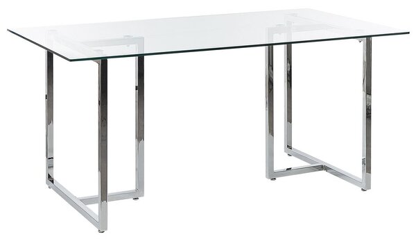 Étkezőasztal ENVIA Ezüst 160 cm 90 cm Edzett üveg