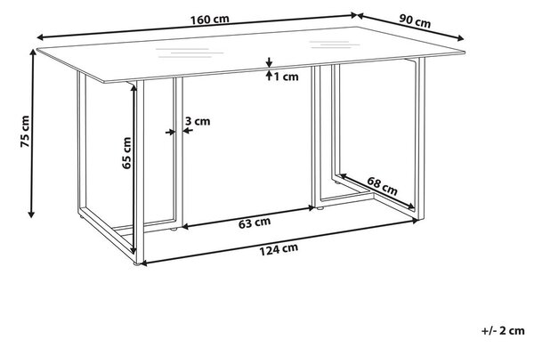 Étkezőasztal ENVIA Ezüst 160 cm 90 cm Edzett üveg