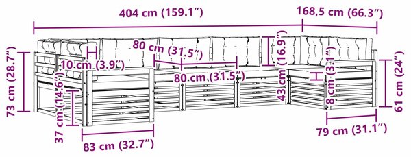 VidaXL Kültéri kanapé szett párnával 7 pcs Természetes és antracit