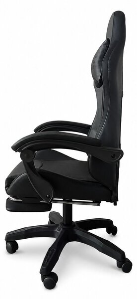 GOBOLED Gamer szék lábtartóval és LED világítással - fekete
