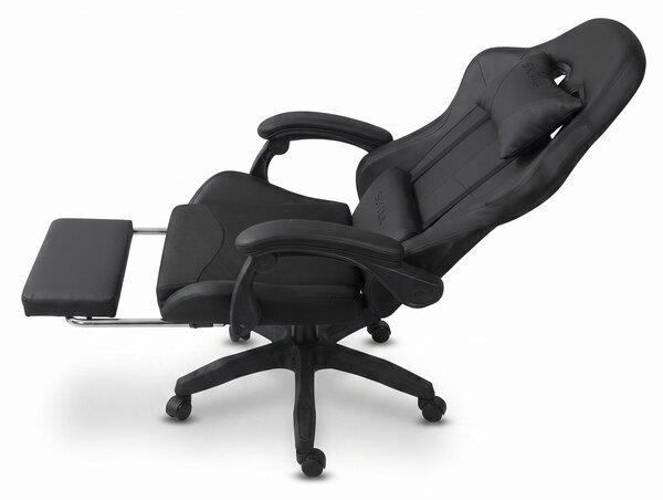 GOBOLED Gamer szék lábtartóval és LED világítással - fekete