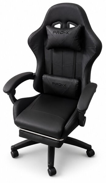 GOBOLED Gamer szék lábtartóval és LED világítással - fekete
