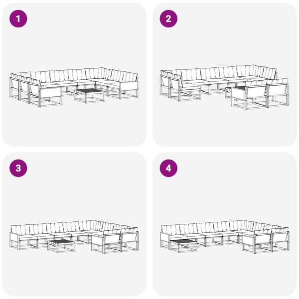 VidaXL Kültéri kanapé szett párnával 10 pcs Természetes és Fekete
