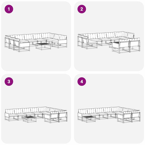 VidaXL Kültéri kanapé szett párnával 10 pcs Természetes és bézs