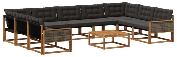VidaXL Kültéri kanapé szett párnával 10 pcs Természetes és Fekete