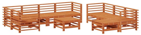 VidaXL Kerti lounge szett 10 pcs Viaszbarna Tömör Fenyőfa