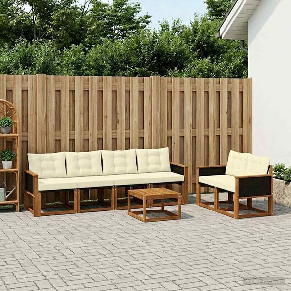 VidaXL Kültéri kanapé szett párnával 7 pcs Természetes és krémszínű