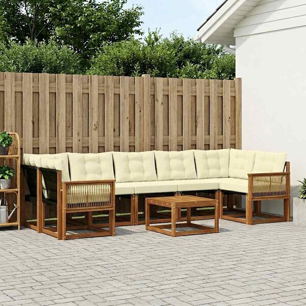 VidaXL Kültéri kanapé szett párnával 8 pcs Természetes és krémszínű