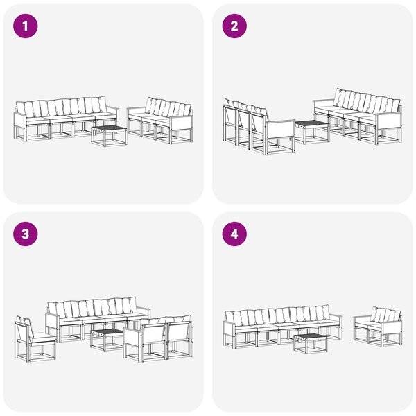 VidaXL Kültéri kanapé szett párnával 8 pcs Természetes és krémszínű