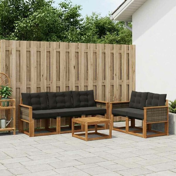 VidaXL Kültéri kanapé szett párnával 6 pcs Természetes és Fekete