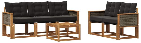 VidaXL Kültéri kanapé szett párnával 6 pcs Természetes és Fekete