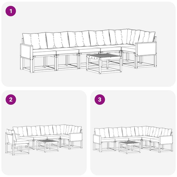 VidaXL Kültéri kanapé szett 7 pcs Természetes és Világosszürke