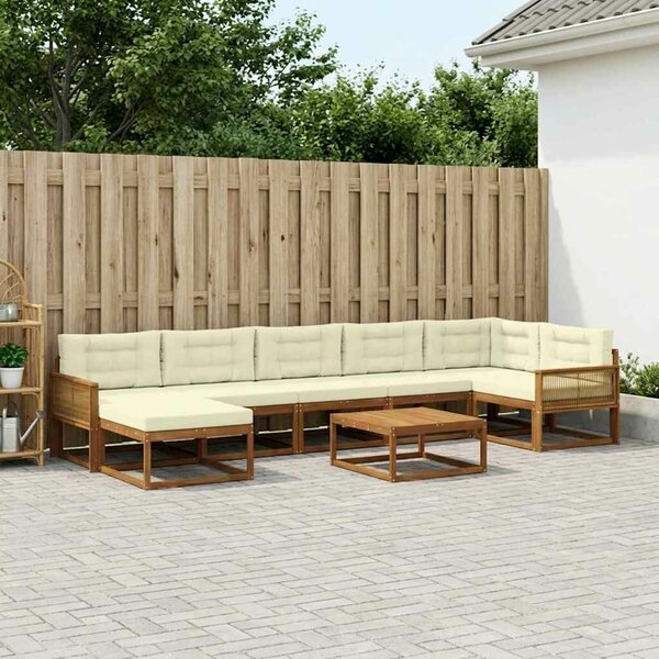 VidaXL Kültéri kanapé szett párnával 8 pcs Természetes és krémszínű