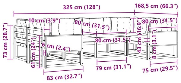 VidaXL Kültéri kanapé szett párnával 6 pcs Természetes és bézs