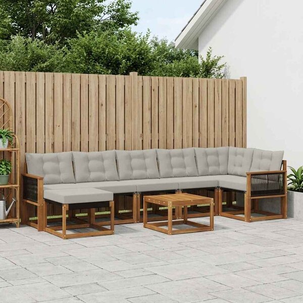 VidaXL Kültéri kanapé szett 8 pcs Természetes és Világosszürke