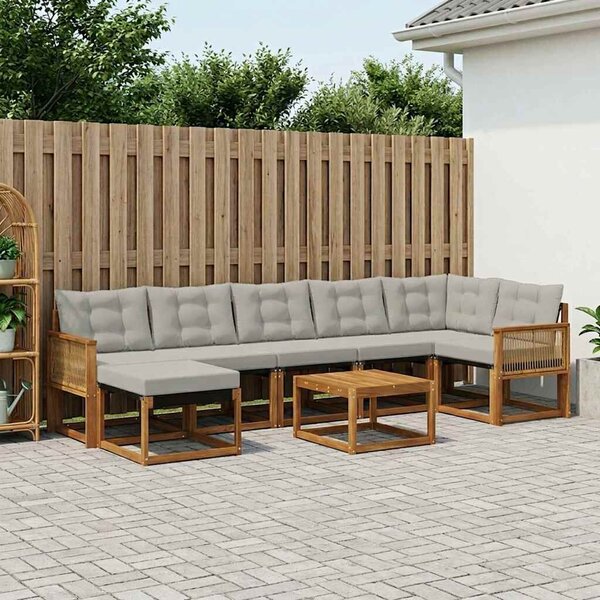 VidaXL Kültéri kanapé szett 8 pcs Természetes és Világosszürke