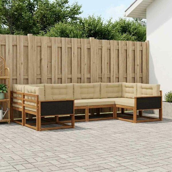 VidaXL Kültéri kanapé szett párnával 6 pcs Természetes és bézs
