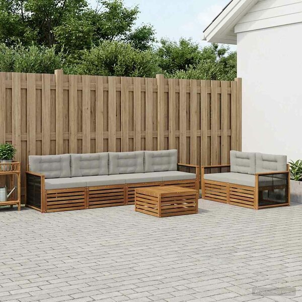 VidaXL Kültéri kanapé szett 7 pcs Természetes és Világosszürke