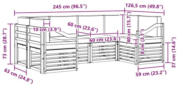 VidaXL Szegmentált kanapé szett 6 pcs Fehér és Antracitszürke