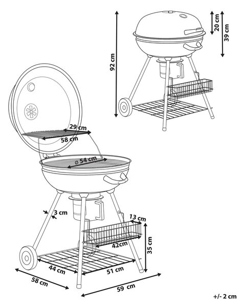 Faszén grill MARAPI Fém Fekete