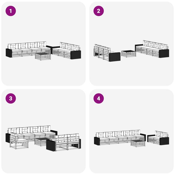 VidaXL Kültéri kanapé szett 8 pcs Természetes és Világosszürke