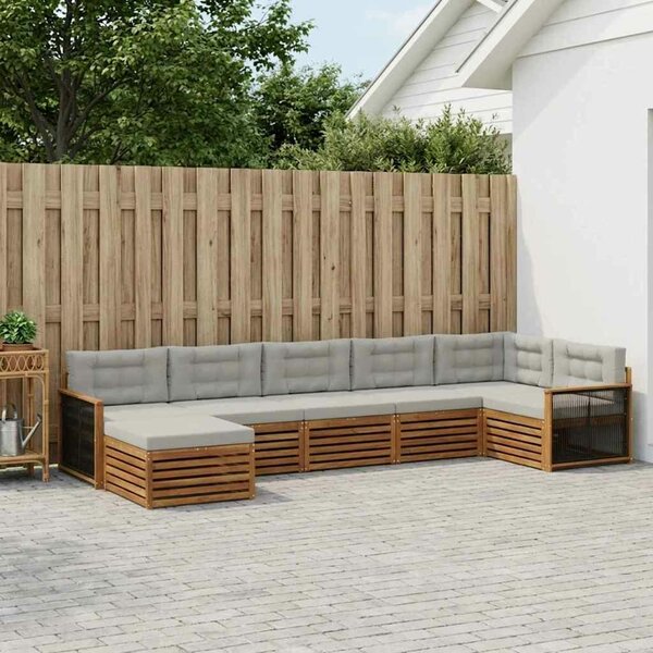 VidaXL Kültéri kanapé szett 7 pcs Természetes és Világosszürke