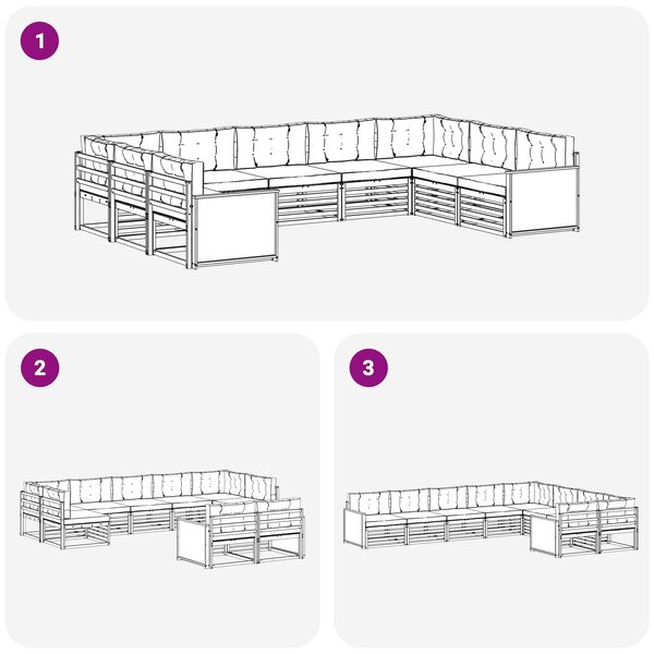 VidaXL Kültéri kanapé szett párnával 9 pcs Természetes és krémszínű