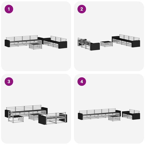 VidaXL Kültéri kanapé szett 8 pcs Természetes 79 x 79 x 37 cm