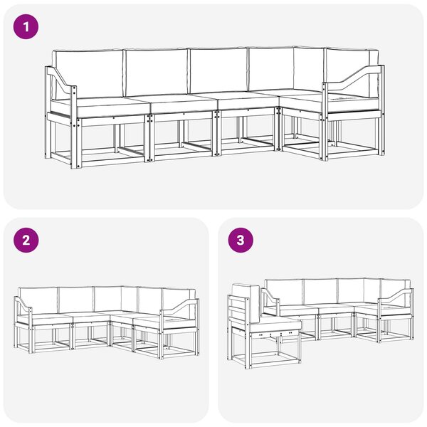 VidaXL Kültéri kanapé szett párnával 5 pcs Fehér és Világosszürke