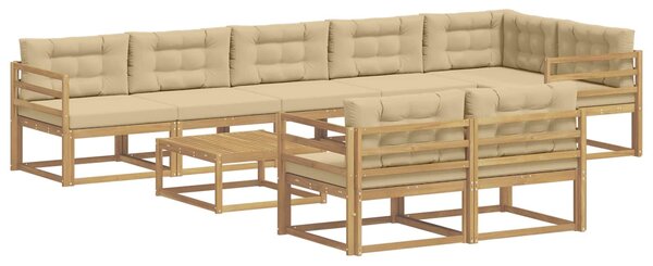 VidaXL Kültéri kanapé szett 9 pcs Fehér és Bézs 79 x 79 x 37 cm