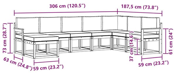 VidaXL Kültéri kanapé szett párnával 8 pcs Fehér és Világosszürke