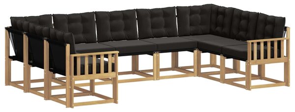 VidaXL Kültéri kanapé szett párnával 9 pcs Fehér és Fekete