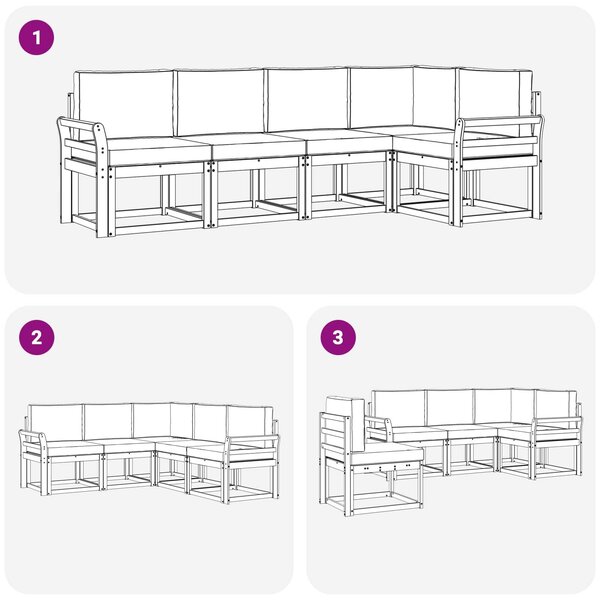 VidaXL Kültéri kanapé szett párnával 5 pcs Fehér és Világosszürke