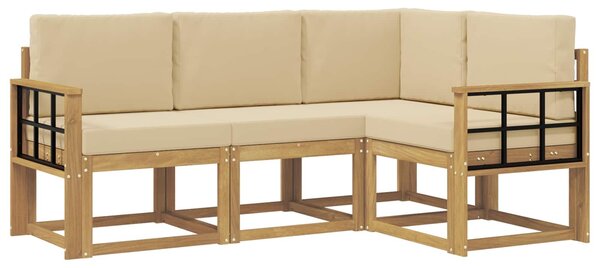 VidaXL Kültéri kanapé szett párnával 4 pcs Fehér és Bézs