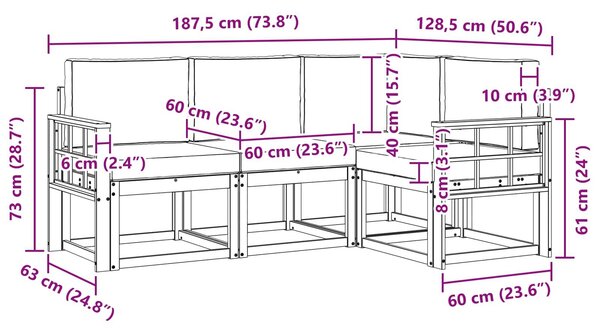 VidaXL Kültéri kanapé szett párnával 4 pcs Fehér és Bézs