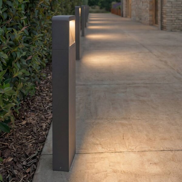 Lucande LED ösvény világítás Leya, 65 cm, antracit, fém, IP54, Fekete, Alumínium, Modern