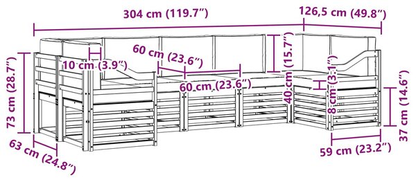 VidaXL Szegmentált kanapé szett 7 pcs Fehér és Antracitszürke