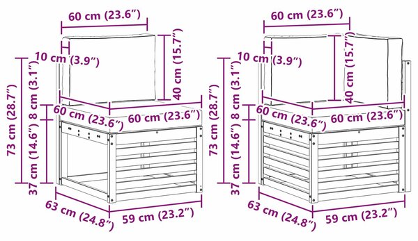 VidaXL Kültéri kanapé szett 7 pcs Természetes és krémszínű