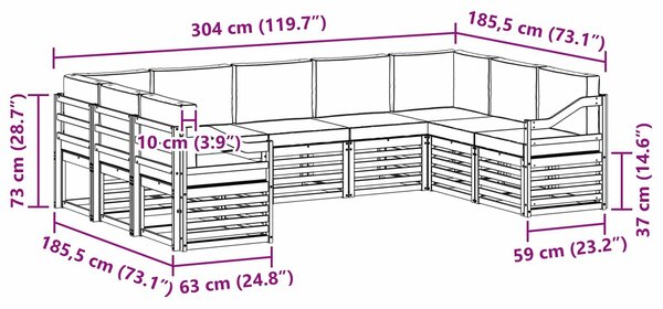 VidaXL Szegmentált kanapé szett 9 pcs Fehér és Bézs