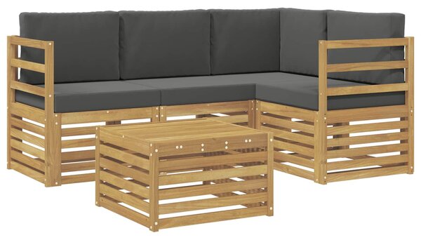 VidaXL Kültéri kanapé szett 5 pcs Fehér és Antracitszürke