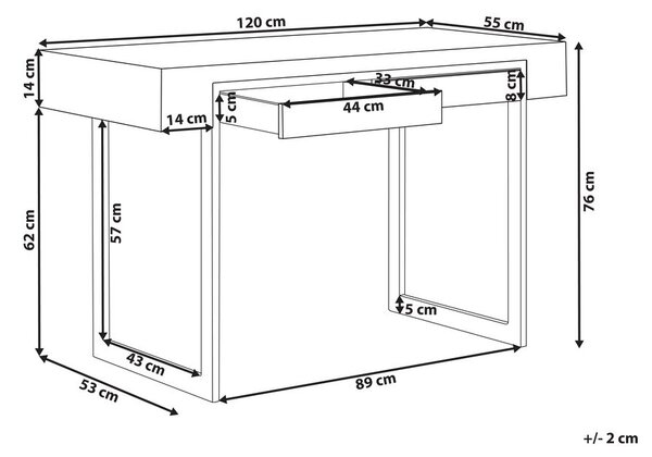 Íróasztal VIDA Világosbarna 120 cm 55 cm Ágyneműtartóval
