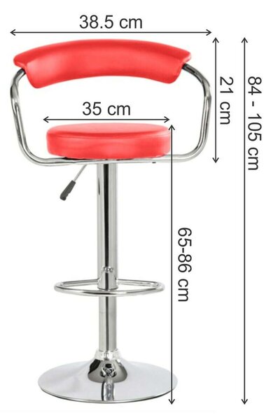Bedora Round Bárszék - 2 db - Piros - Magasságállítható