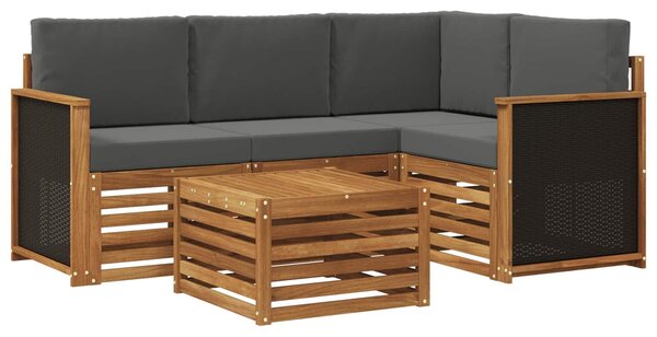 VidaXL Kültéri kanapé szett 5 pcs Természetes és antracit