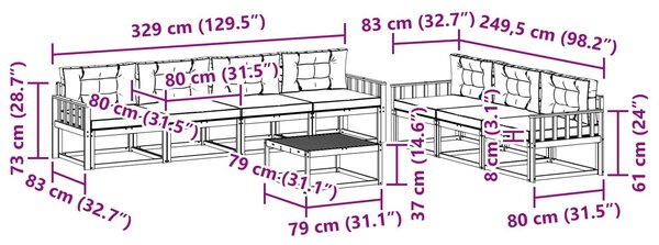 VidaXL Kültéri kanapé szett párnával 7 pcs Fehér és Antracitszürke
