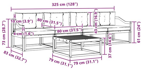 VidaXL Kültéri kanapé szett párnával 4 pcs Fehér és Bézs