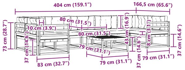 VidaXL Kültéri kanapé szett párnával 6 pcs Fehér és Krém színű