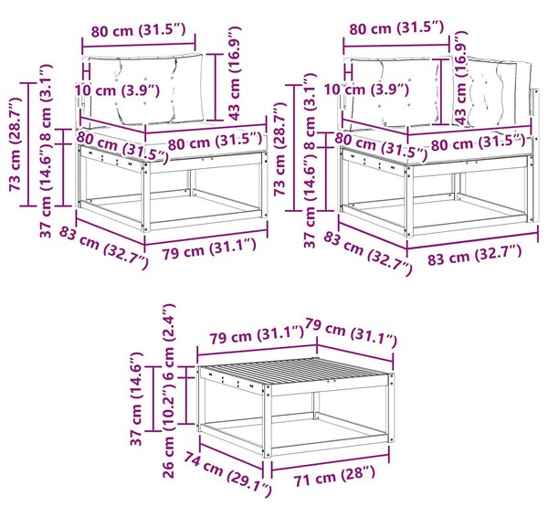 VidaXL Kültéri kanapé szett 8 pcs Természetes és Világosszürke