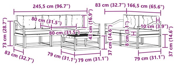 VidaXL Kültéri kanapé szett párnával 6 pcs Természetes és antracit