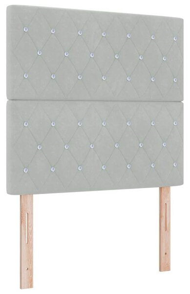 VidaXL LED ágytámla LED szalagokkal Világosszürke 100 cm Bársony