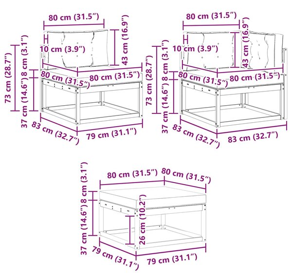 VidaXL Kültéri kanapé szett 7 pcs Természetes és Világosszürke